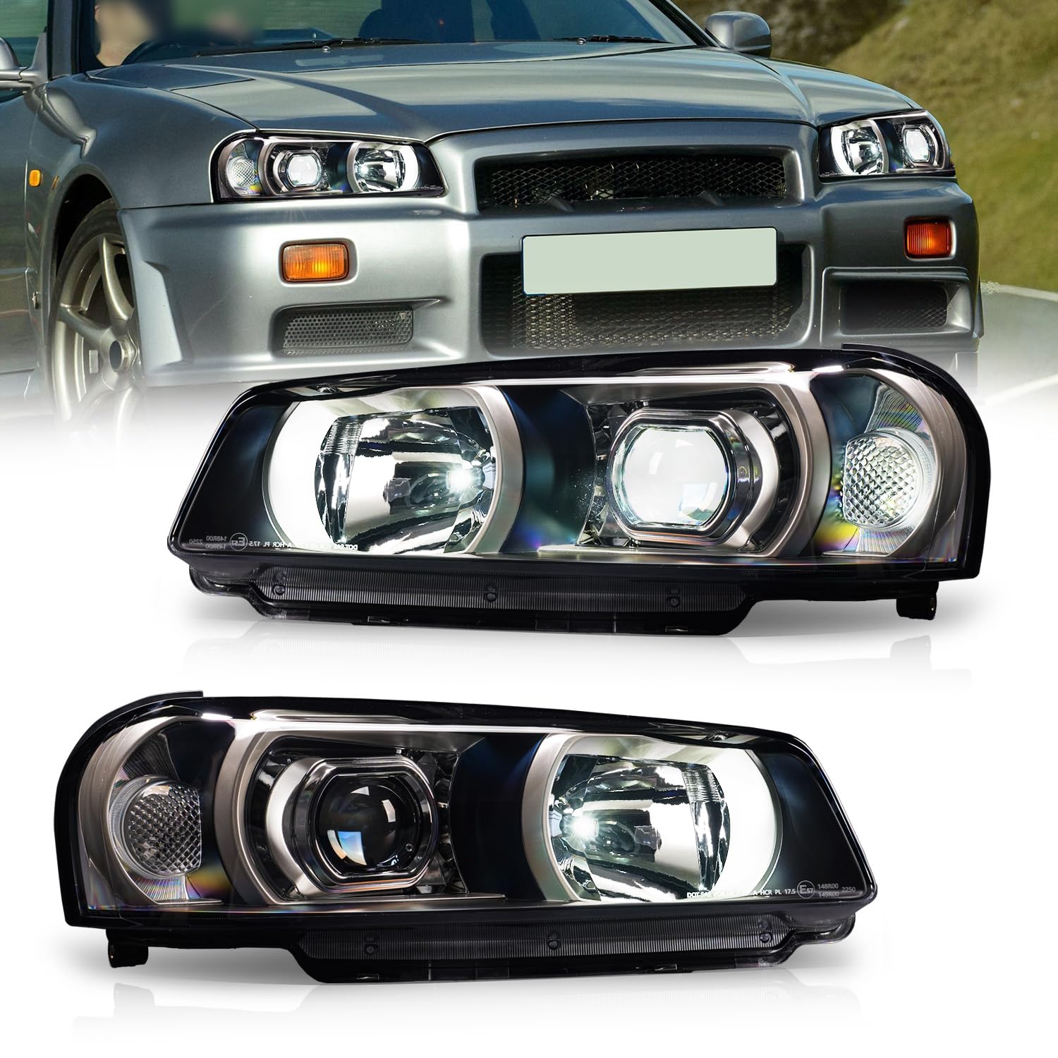 Amazon | Archaic 日産 スカイライン GTR R34 LED ヘッドライト 1998
